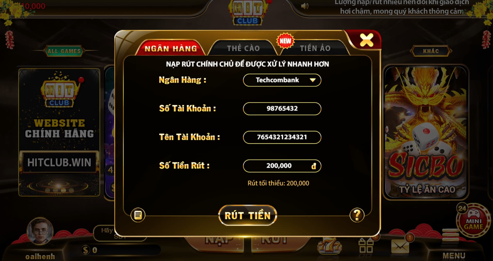 Lưu ý khi thực hiện rút tiền tại nhà cái Hitclub